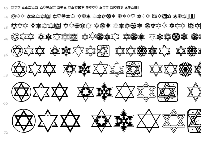 SL Star of David font waterfall